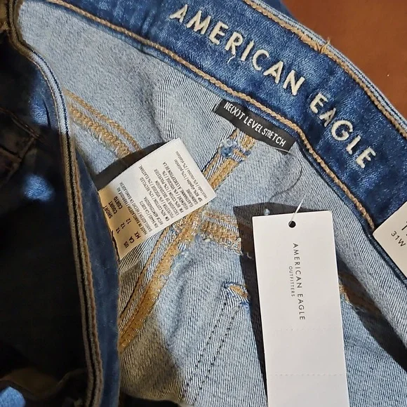 American Eagle Distressed Blue Next Level Stretch Super Hi-Rise Jegging Jeans - Picture 3 of 4